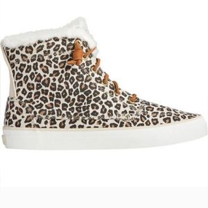 Sperry Top-Sider Crest Animal Print High Top Sneakers Tan Leopard 5